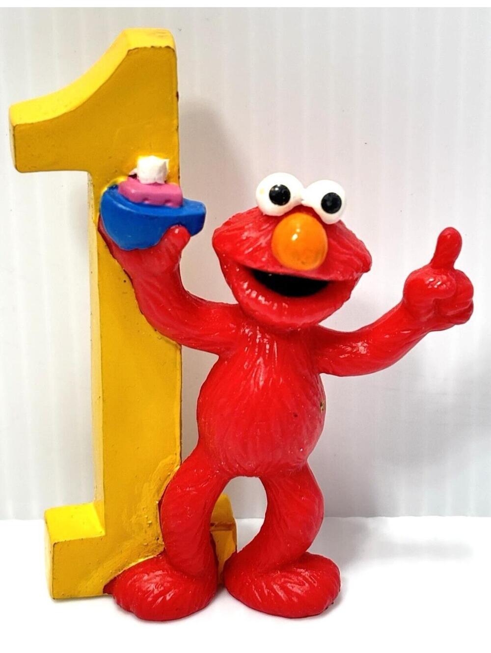 Sesame Street Elmo Number 1 Birthday Figure Cake Topper Toy Miniature GUC